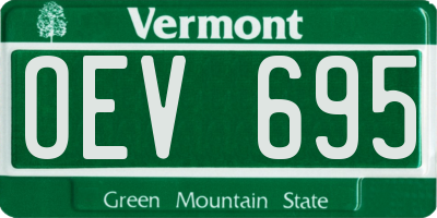 VT license plate OEV695