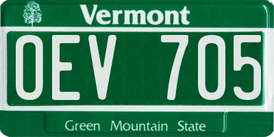 VT license plate OEV705