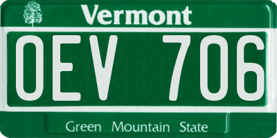 VT license plate OEV706