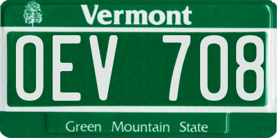 VT license plate OEV708