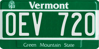 VT license plate OEV720