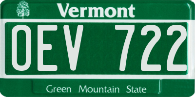 VT license plate OEV722