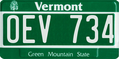VT license plate OEV734
