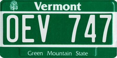 VT license plate OEV747