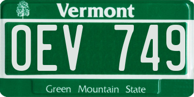 VT license plate OEV749