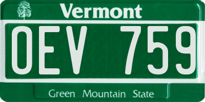 VT license plate OEV759