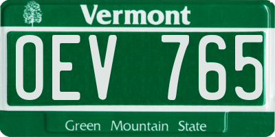 VT license plate OEV765