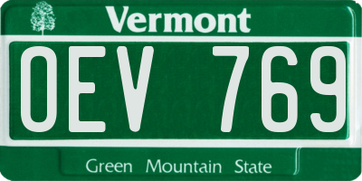 VT license plate OEV769