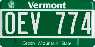 VT license plate OEV774