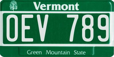 VT license plate OEV789