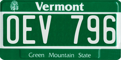 VT license plate OEV796