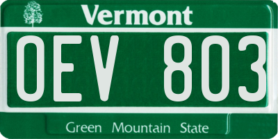 VT license plate OEV803