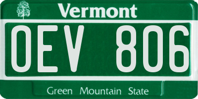 VT license plate OEV806
