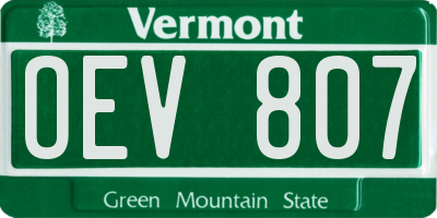 VT license plate OEV807