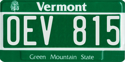VT license plate OEV815