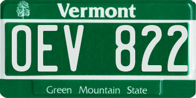 VT license plate OEV822