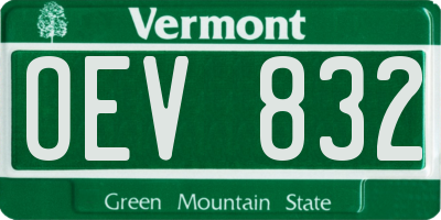 VT license plate OEV832