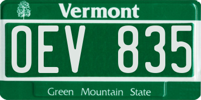 VT license plate OEV835