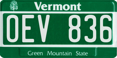VT license plate OEV836