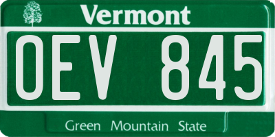 VT license plate OEV845