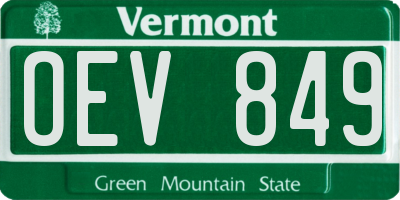 VT license plate OEV849