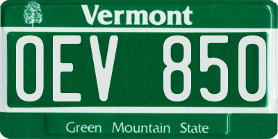VT license plate OEV850