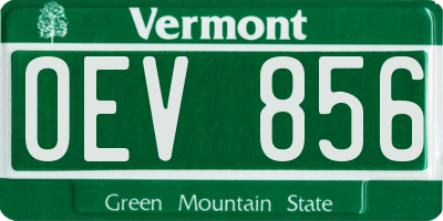 VT license plate OEV856
