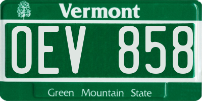 VT license plate OEV858