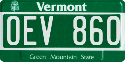 VT license plate OEV860