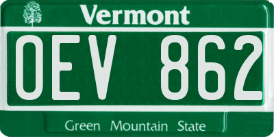 VT license plate OEV862