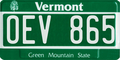 VT license plate OEV865