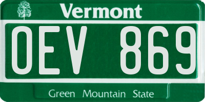 VT license plate OEV869