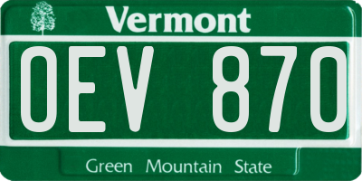 VT license plate OEV870
