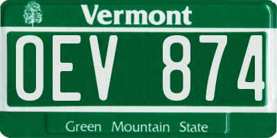VT license plate OEV874