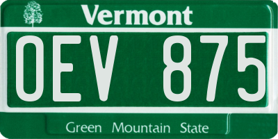 VT license plate OEV875
