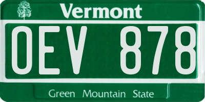 VT license plate OEV878