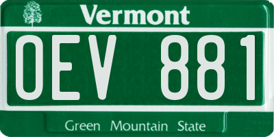 VT license plate OEV881