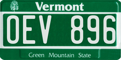 VT license plate OEV896