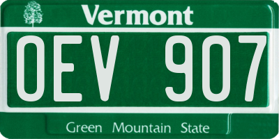 VT license plate OEV907