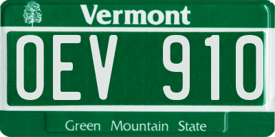 VT license plate OEV910