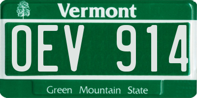 VT license plate OEV914