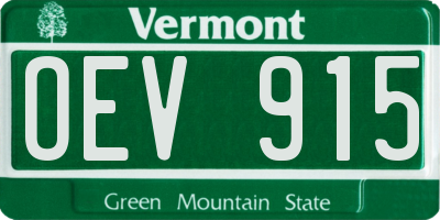VT license plate OEV915