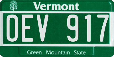 VT license plate OEV917