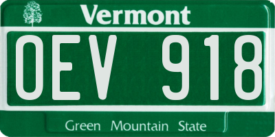 VT license plate OEV918