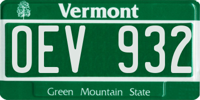 VT license plate OEV932