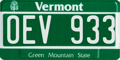VT license plate OEV933