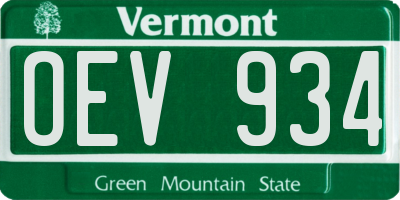 VT license plate OEV934