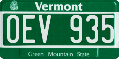 VT license plate OEV935