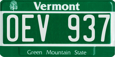 VT license plate OEV937