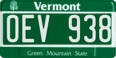 VT license plate OEV938